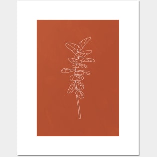 Line Art Botanical, Terracotta Print Posters and Art